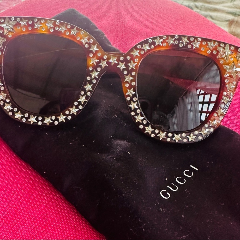 Gucci Tortoiseshell Sunglasses with Star Details